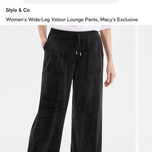 LAST CHANCE to get Style & Co. Velour Black Drawstring Pants nwt